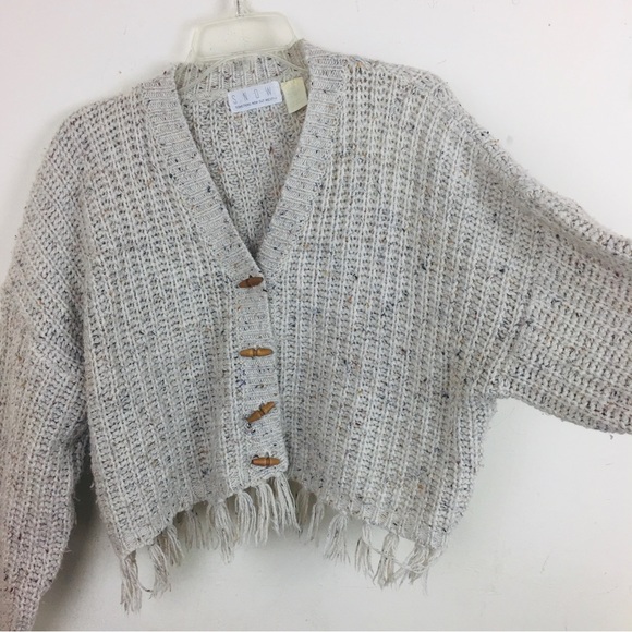 Wool Drop Shoulder Pullover Fuzzy Autumn Warm Cardigan Open Front Fringe Tassel - Picture 5 of 12